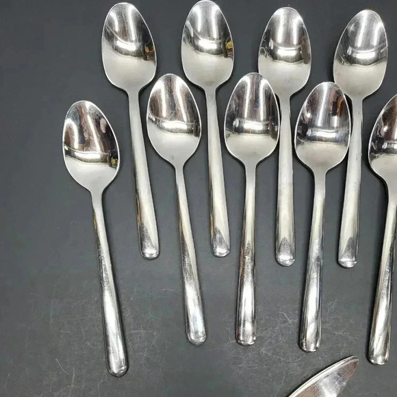 Flatware Stainless From China 1 Butter Knife 9 Teaspoons - Picture 2 of 6